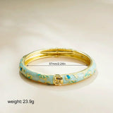 Vintage Floral Cloisonné Open Bangle