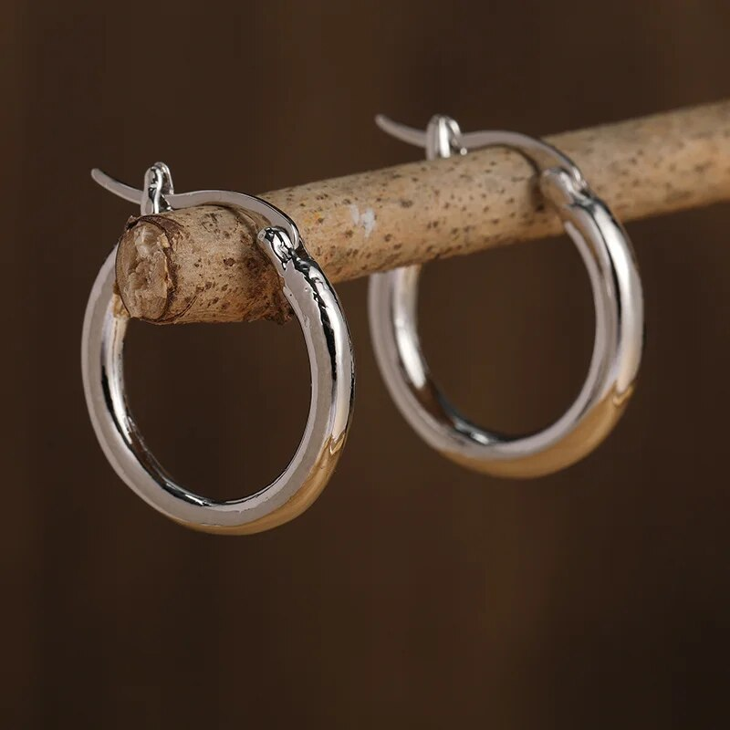 Polished Silver Classic Hoop Earrings